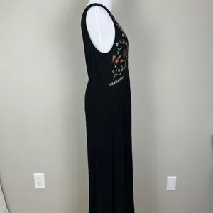 World‎ Market Dress Womens Small Medium Black Embroidered Floral Maxi Boho India thumbnail 8