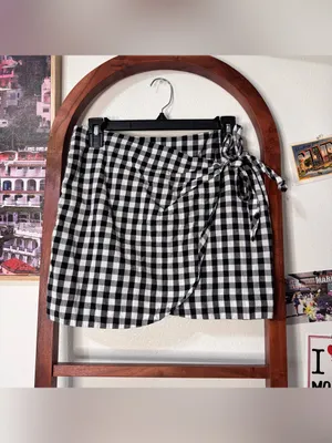 Sezane Pacome Mini Wrap Skirt Black Gingham thumbnail 4