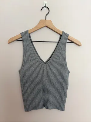 Quince Eco-Knit Ribbed Sweater Tank Heather Gray Large thumbnail 2