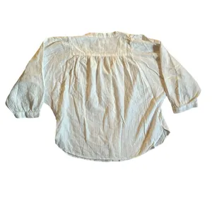 Madewell White Button Front Blouse Silver Metallic Stripe Size Medium thumbnail 3