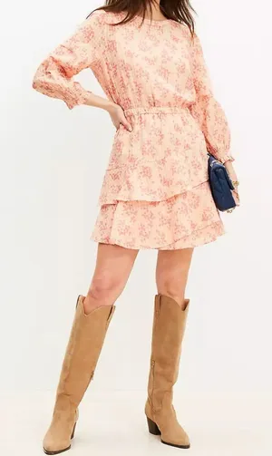 Loft Meadow Tiered Ruffle Mini Dress Sz Large Cottagecore Romantic Balletcore thumbnail 1