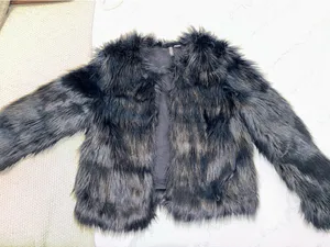 Faux Fur H&M Jacket Black thumbnail 1