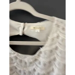Miami Cream Crochet Scalloped Lace Mini Dress‎ Short Sleeve Coastal L Party thumbnail 9