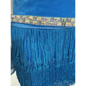 Weissman Blue Ombre Jazz Latin Dance Costume Fringe Sequin Belt Size MA thumbnail 7