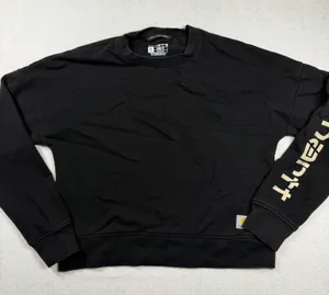Carhartt Force Women’s XS Black Loose Fit Logo Sleeve Crewneck Sweatshirt thumbnail 1
