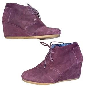 Tom’s lace up wedge ankle booties brown size 8 1/2 thumbnail 1