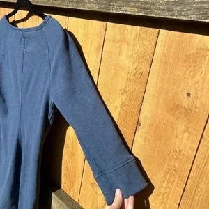 UGG Scoop Neck Mini Blue Fleece Dress Size Medium Warm 3/4‎ Sleeve Winter Fall thumbnail 9