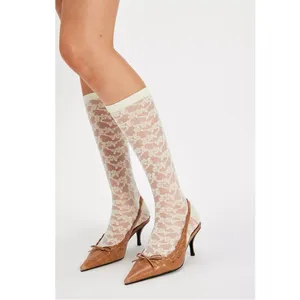 Free People Amour Lace Knee High Socks White Ivory NWT Dainty Ethereal Coquette thumbnail 2