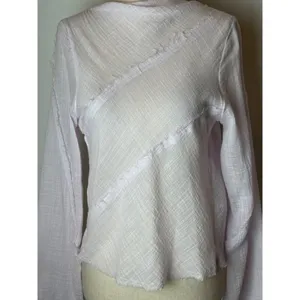 Zara Shirt Women‎ XS Purple Lilac Sheer Raw Seam Detail Tie Neck Open Back Top thumbnail 5