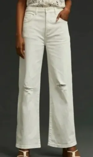 Pilcro Anthropologie Joey Straight Leg High Rise Jeans Distressed White 28 thumbnail 1