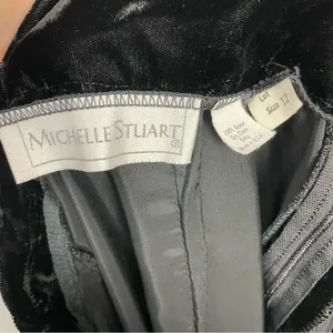 Vintage Velvet Skirt‎ Gathered Waistband Black Midi Straight Michelle Stuart thumbnail 3