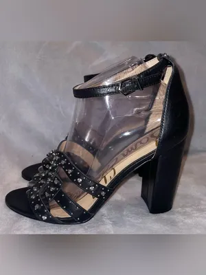 Sam Edelman NWOT Women Size 8 Yasha Studded Black Block Heel Ankle Strap Leather thumbnail 3