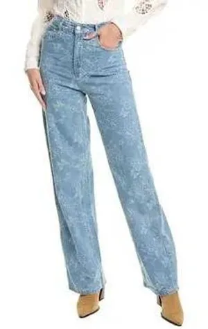 GRACIA Women's‎ Light Wash Floral Print Wide Leg Jeans Size 27 thumbnail 1
