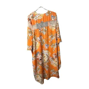 Floral Orange Women's Robe open kimono style large thumbnail 3