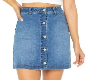 Buttoned Front Denim Skirt thumbnail 1