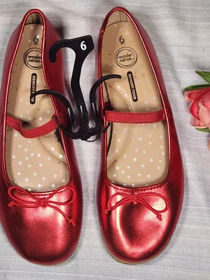 Wonder Nation women Metallic Red Mary Jane Ballet Flats Shoes Memory Foan Size 6 thumbnail 1
