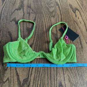 South Beach Swim Women Lime Green Glitter Underwire Bikini Top Size Small/4 ASOS thumbnail 6