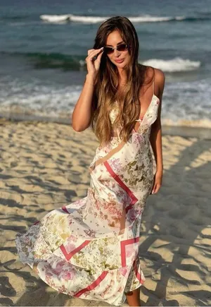 ZARA dress midi floral boho summer casual split satin wedding thumbnail 12