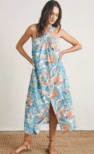 Faherty Paradise Blossom Floral Bay Twist Resort Tropical Beach Maxi Dress thumbnail 1