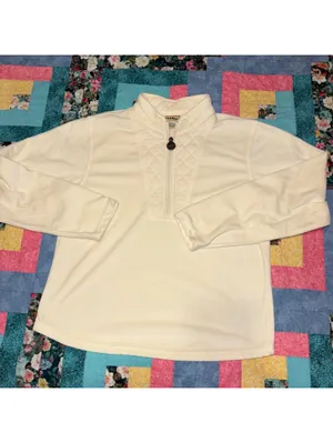 L.L. Bean Girls XL 18-20 Ultra Soft Cream Quilted Quarter-Zip Pullover Fleece thumbnail 2