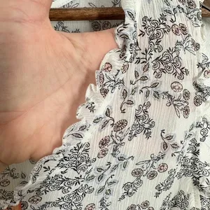 Garnet Hill Size 16 100% Silk Floral Tank Sleeveless Shirt White Yellow Feminine thumbnail 3