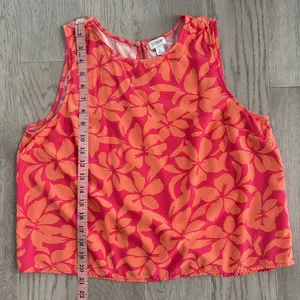 J.Crew Red Orange Floral Sleeveless Top Size Large thumbnail 5