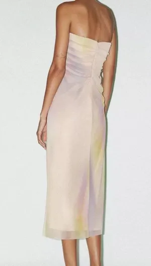 Zara NWT tie dye print midi tulle mesh dress thumbnail 5
