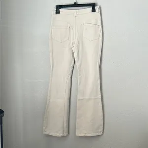 Oh Polly Size US 2 Devyn Mid-Rise Flare Jeans in Ecru thumbnail 2