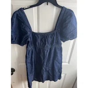 New! J. Crew Square-neck Puff Sleeve denim chambray mini dress size 8 thumbnail 10