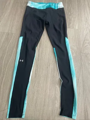 Under Armour Black and Aqua Compression Leggings thumbnail 1