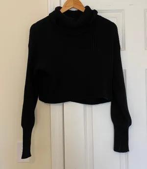 Black Cropped Turtle Neck Sweater thumbnail 1