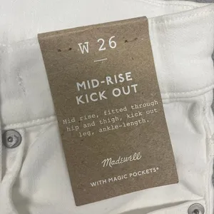 Madewell Jeans Womens Size‎ 26 White Mid Rise Kick Out Crop Denim NI961 thumbnail 8