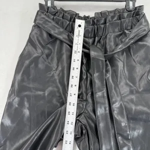 Avec Les Filles Black Faux Leather Paperbag Waist Pants Women's Size S‎ thumbnail 3