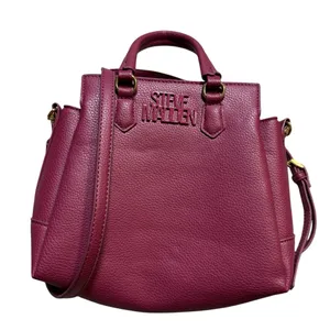 👜 Steve Madden Burgundy‎ Tote Satchel Bag Crossbody Strap OS 👜 thumbnail 1