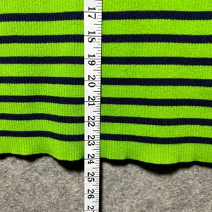 Lauren Ralph Lauren Lime Green Navy Striped Ribbed Sweater Gold Button L‎ thumbnail 4