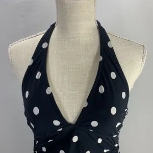 Body Maternity Halter Style Polka Dot Black and WhiteTankini Top Size Small thumbnail 2