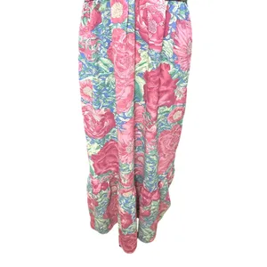 Lush Floral Hatler Midi Dress Pink Green Botanical Print Dress L NWT Beach Ready thumbnail 4