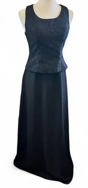 Boutique Black Lace Overlay Sleeveless Formal Maxi Gown Dress Size 10 thumbnail 1