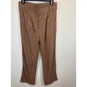 Halara AuraCord Cloud‎ Brown Corduroy Pleated High Waisted Pants Medium NWT thumbnail 2