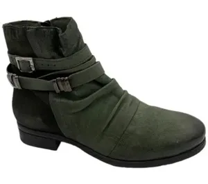 Miz Mooz Scarborough Leather Ankle Boots Size 38 US 7.5 Wide Green Moto Boho thumbnail 1