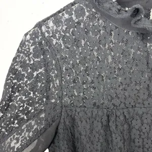 Tuckernuck Lace High Neck Sheer Balloon Sleeve Blouse Sheer Black Size Small thumbnail 13
