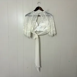 Sherri Hill Ivory Lace Bridal Topper Shrug Size 4 Open Back Wedding Lace Bolero thumbnail 7