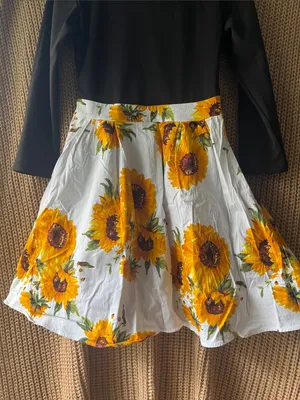 Black Bodice Sunflower Print Girls' Dress thumbnail 3