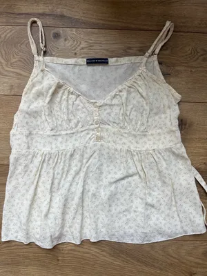 Brandy Melville 💛🤍 Floral Button Babydoll Cami Top with Adjustable Straps thumbnail 1