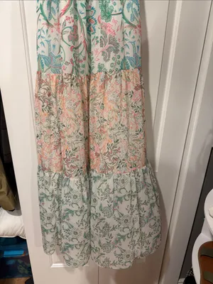 House of Harlow‎ 1960 Pastel Floral Tiered Maxi Dress - Mint & Blush thumbnail 3