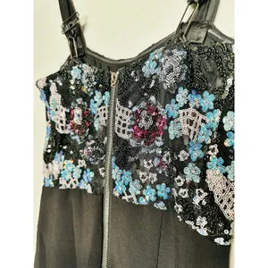 Bronx & Banco Black Sequin Multicolored Sweetheart Neckline Jumpsuit Size S thumbnail 9