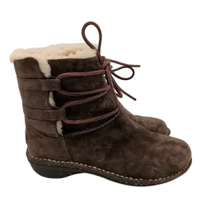 UGG Caspian Shearling 3335 Brown Suede Shearling Lace Up Mid Calf Boots Womens 7 thumbnail 1