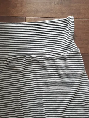 Striped Black and White Maxi Skirt with Fold-Over Waist Size Small thumbnail 2