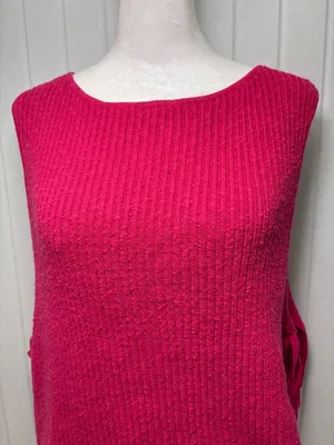 FREE PEOPLE‎ Lizzie Rib Side Tie Sleeveless Cotton & Linen Blend Sweater Size L thumbnail 5
