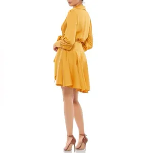 Mac Duggal 70135 Bishop Sleeve Wrap Dress‎ - Size 4 - Marigold - NWT thumbnail 3